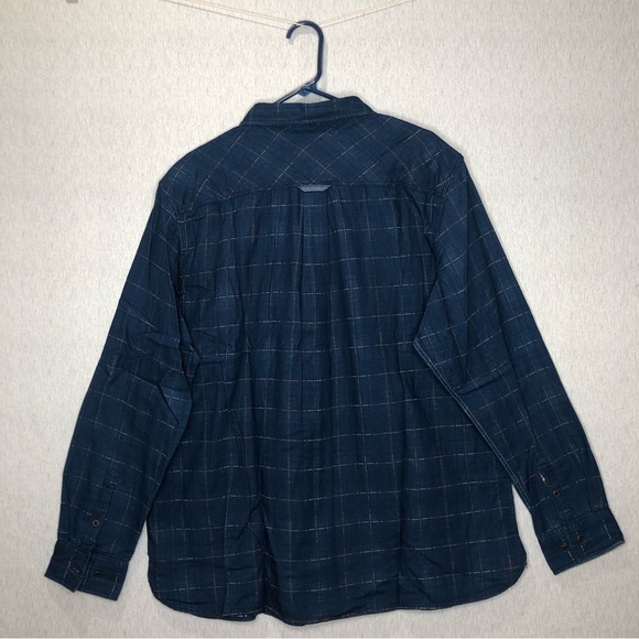 Carbon 2 Cobalt Double Cloth Shirt Men XL Blue Windowpane Button Up Plaid Lining - Picture 9 of 15